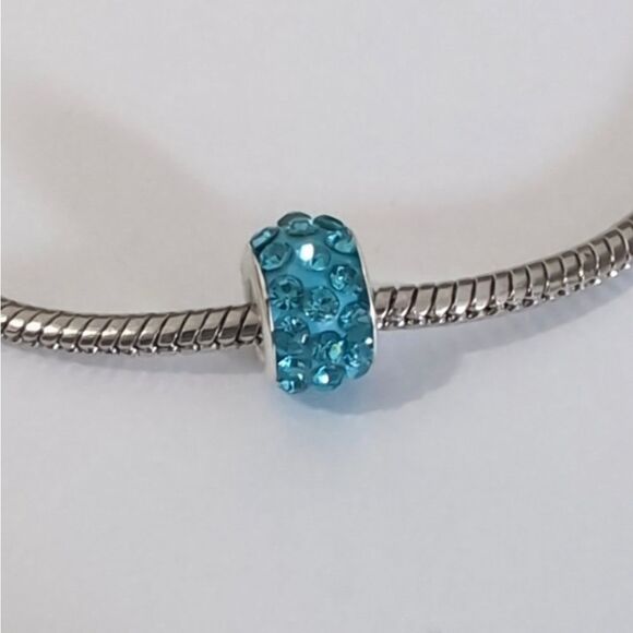 Silver‎ Blue with Blue Rhinestones Charm for Pandora Style Bracelet - Picture 3 of 3